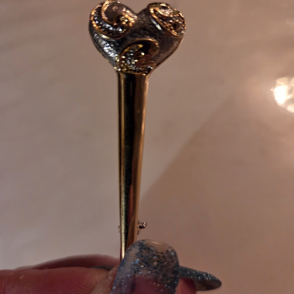 Gold and Silver Heart Shaped Pin - Picture 3 of 3